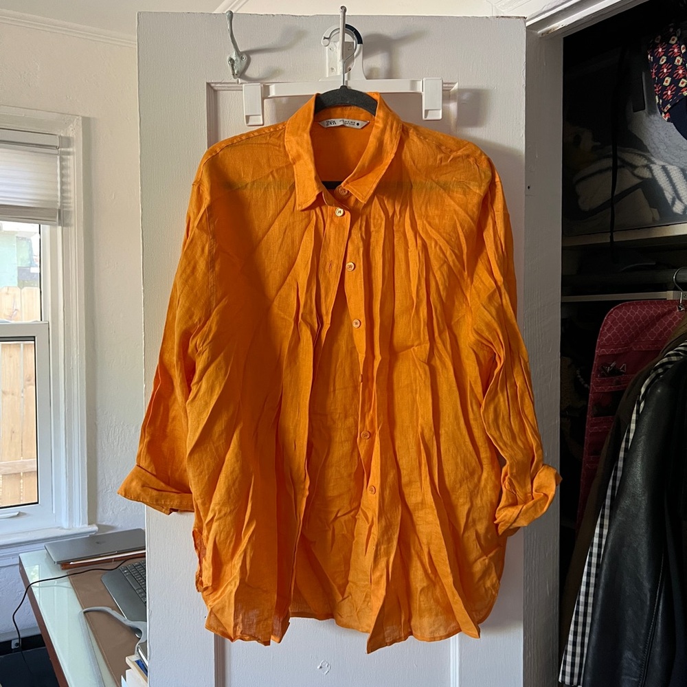 Zara Linen Button Down Shirt